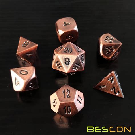 Bescon Heavy Duty Old Bronze Solid Metal Dice Set Ancient Metallic