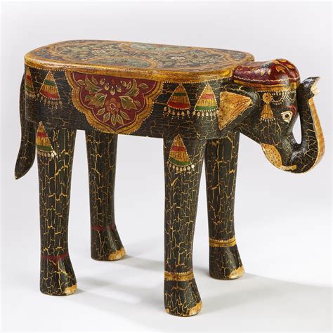 Painted Elephant Wood Accent Table World Market Acentos De Madeira