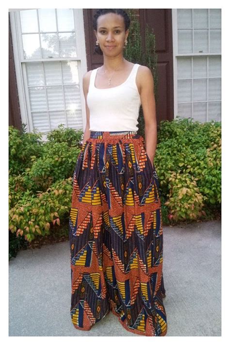 African Print Maxi Skirt With Pockets By Melangemode On Etsy 10500 Printed Maxi Skirts