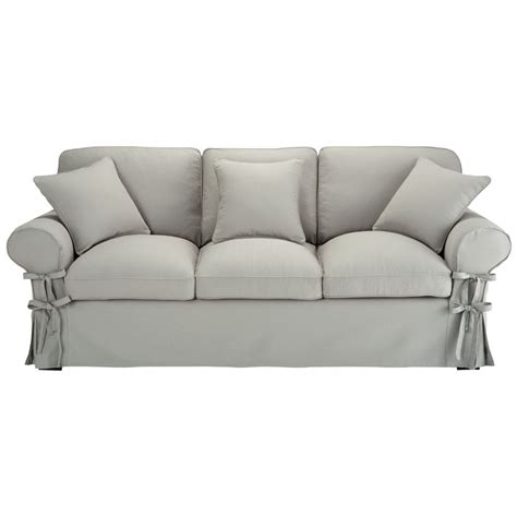 Canapé clic clac 3 places gris. Canapé 3 places en coton gris clair Butterfly | Maisons du ...