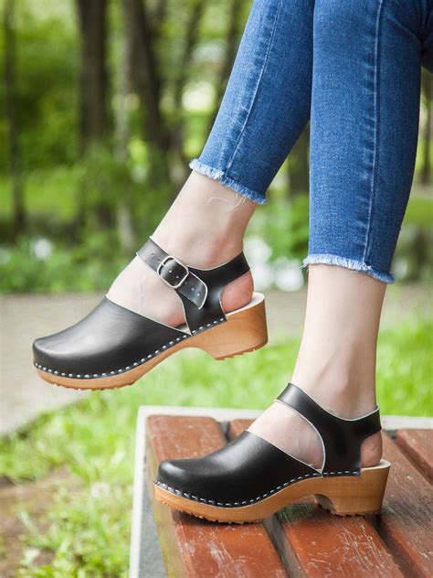 low heel wooden clogs for women women sandal clogs red black etsy