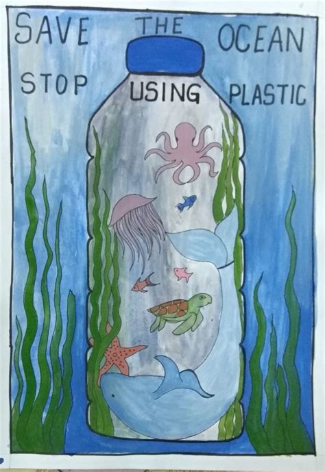 Poster Making On Save Marine Life Stop Using Plastic Poster Making