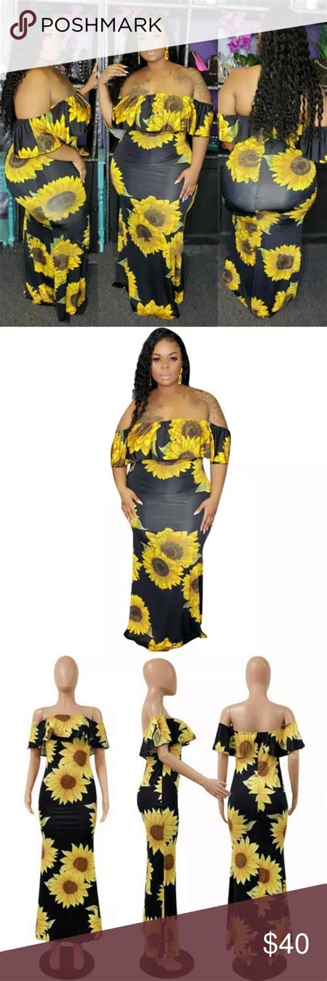 Plus Size Sunflower Dress Stretchy Material For Curves