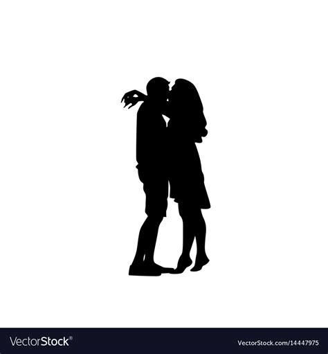 Silhouette Romantic Couple Lovers Embrace Man And Vector Image