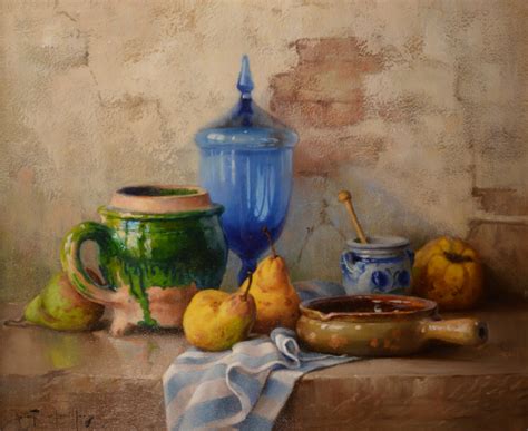 Robert Chailloux Oil Painting Still Life Blue Vase