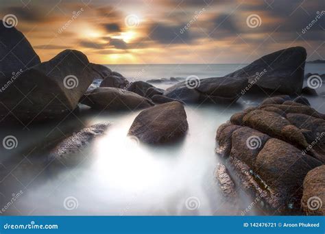 Seascape During Sunset Beautiful Natural Seascape Stock Image Image