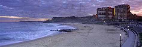 Newcastle Beach Sunset Panoramic Stock Image High Resolution Photos