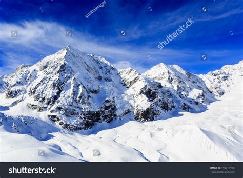 Winter Mountains Panorama Snowcapped Peaks Italian Stock Photo
