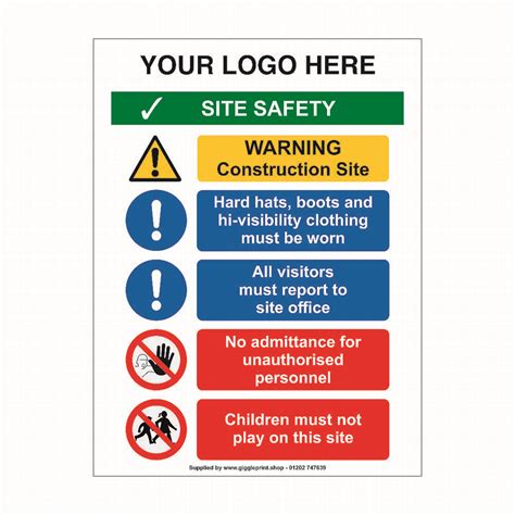 Bespoke Small Site Safety Sign Free Uk Delivery Complete With Logo
