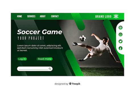 webtemplate landing page for soccer free vector