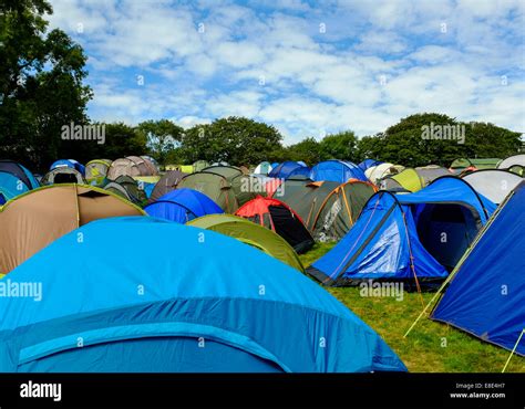 Rows Of Tents At The Campsite Festival No Th September In Portmeirion Wales Uk