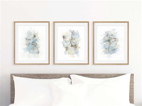 Bedroom Wall Decor Over The Bed Set Of 3 Prints Abstract Etsy Art