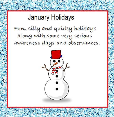 January Holidays And Observances Time For The Holidays