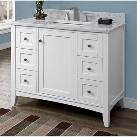 While both shaker and raised panel cabinets have a square or rectangular as the name suggests, the center piece in raised panel vanities is raised, while the shaker center panel is recessed; Fairmont Designs Shaker Americana 42" Vanity for 1-1/4 ...