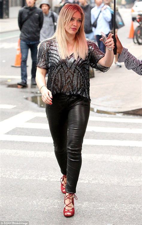 hilary duff looks lovely in leather as she shows off her shapely pins hilary duff the duff