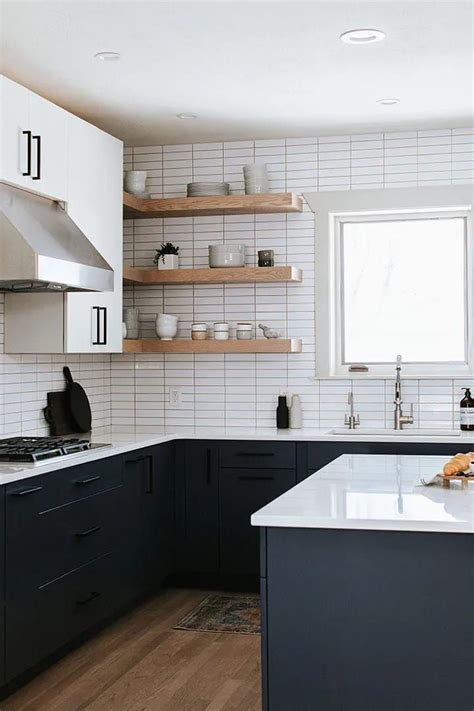 White Upper Cabinets With Open Shelving Are Styled With Care By Jenny