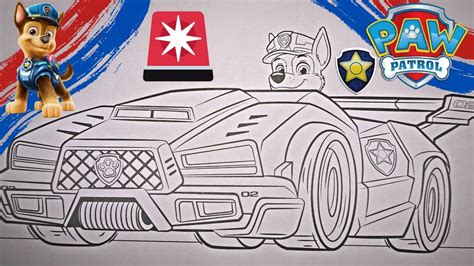 Paw Patrol Chase Chase Car Coloring Page Paw Patrol The Movie
