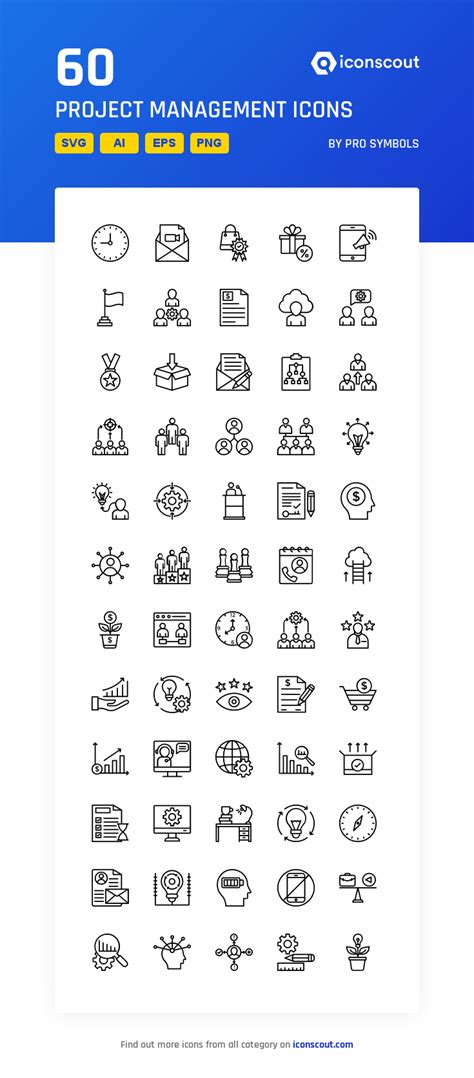 Project Management Icon Pack 60 Line Icons Web Users Business Icon
