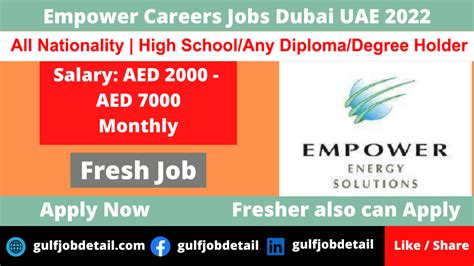Empower Careers Jobs Dubai UAE 2022 - Apply Now - Gulf Job Detail