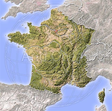 France Shaded Relief Map