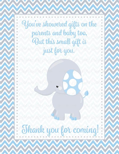 Thank You Favor Sign For Baby Shower Elephant Baby Shower Theme For