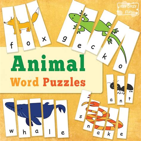 Animal Word Puzzles Itsy Bitsy Fun