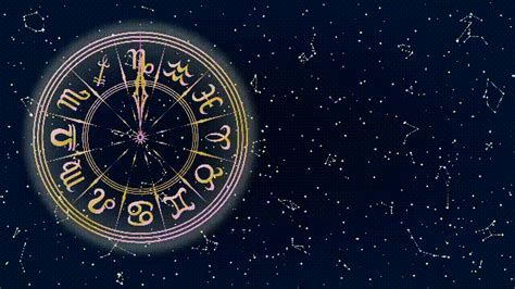 An Astro Wheel With The Zodiac Signs On It And Stars In The Sky Behind It