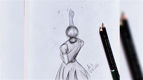 Woman Looking Up Drawing