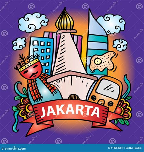 Doodle Of Icon Jakarta Stock Illustration Illustration Of Bajaj