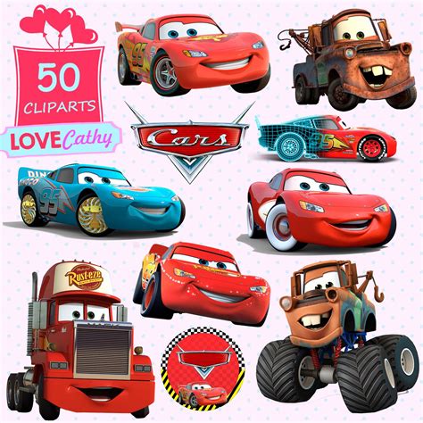 Cars Lightning Mcqueen Clipart Digital Png Printable Party Decoration Instant Download