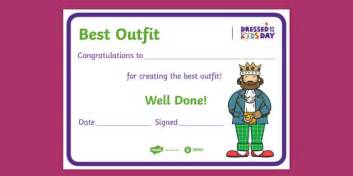 Free Dressed By The Kids Day Best Outfit Certificate