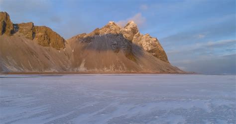 Vestrahorn Icelandic Mountains Aerial Revolving Shot Stock Video