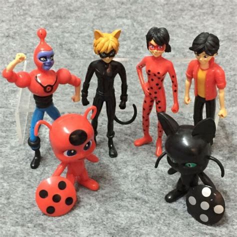 Miraculous Ladybug Action Figure Tikki Noir Cat Plagg Adrien 6pcs Toy