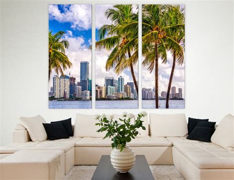 Miami Skyline Large Wall Art Miami Stylish Wall Decor Miami Etsy