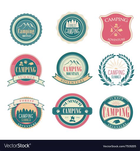 set of vintage summer camp badges and outdoors vector image