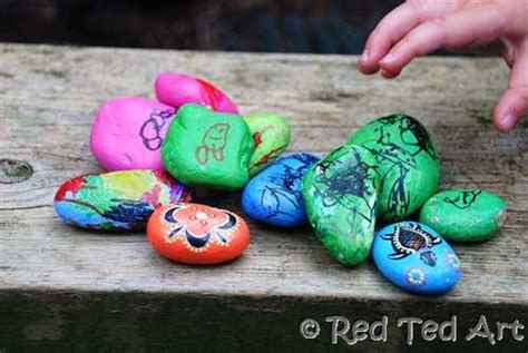 Kids Craft Indigenous Inspired Good Luck Stones Red Ted Art Make