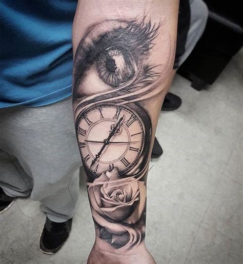 Eye Clock Rose Done 7 Months Ago Today Tattoo Sleeve Tattoos
