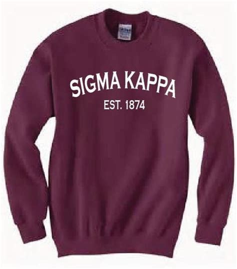 Customizable Sigma Kappa Established 1874 On A Variety Of Shirt Styles