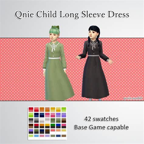 Qnie Child Long Sleeve Dress At Qvoix Escaping Reality Sims 4 Updates