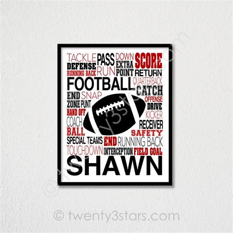 Custom Football Word Art Football Typography Poster Football Etsy