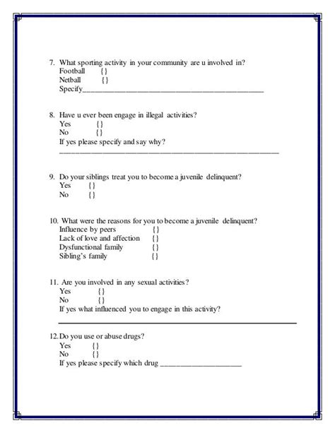 Social Studies Sba Questionnaire