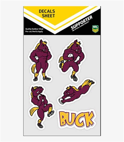 Brisbane Broncos Nrl Uv Mascot Car Decals 5 Stickers Australian Nrl