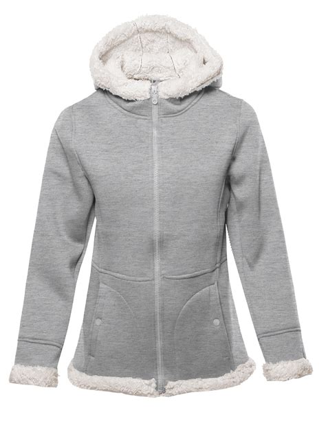 Fashionoutfit Womens Solid Sherpa Bonded Fleece Hooded Jacket
