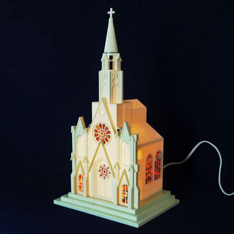 Paramount Raylite 1950s Musical Lighted Christmas Church In Box Ebay
