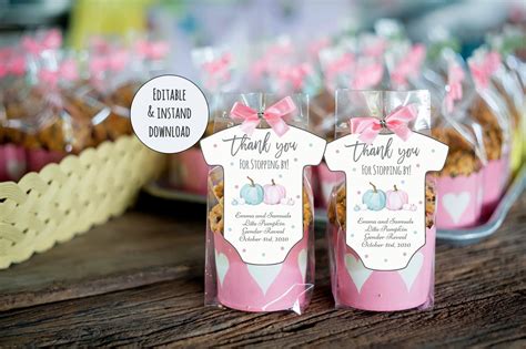Editable Fall Gender Reveal Tags Favor Tags Goodie Bag Etsy Gender Reveal Party Favors Fall
