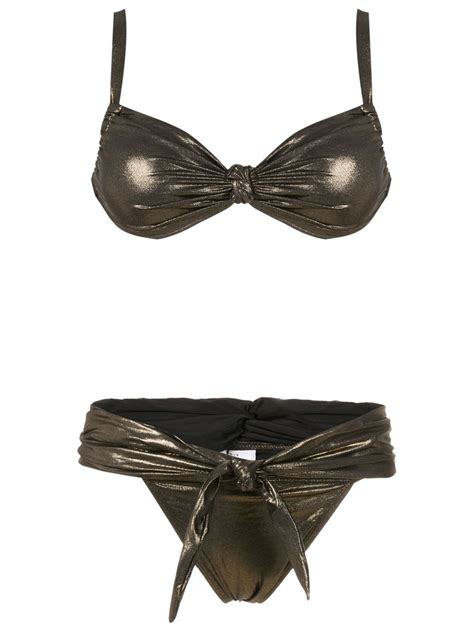 Amir Slama Gathered Detail Self Tie Bikini Farfetch