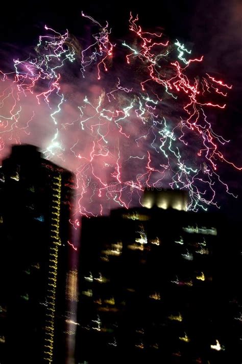 Fireworks Over New York City Stock Photo Image Of Event Firecrackers