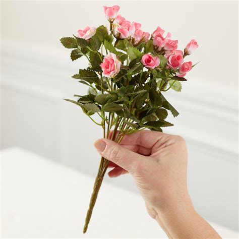 Artificial Mini Pink Sweetheart Rose Bush Bushes Bouquets Floral