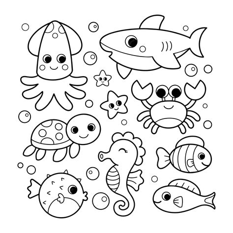 Cartoon Ocean Animals Coloring Pages