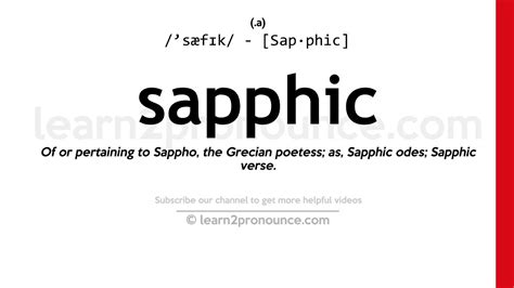 Pronunciation Of Sapphic Definition Of Sapphic Youtube